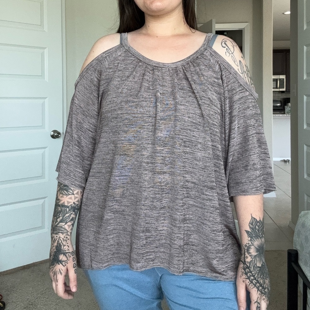 Jesse and J Gray Cold Shoulder Top